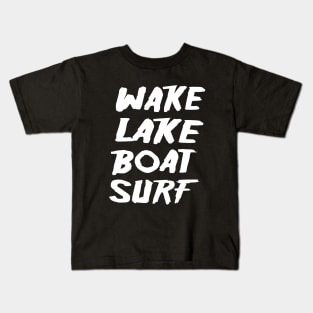 wake lake boat surf Kids T-Shirt